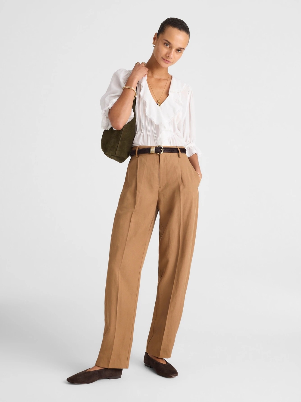 Madewell High Rise Barrel Leg Trouser Pants Faded Birch